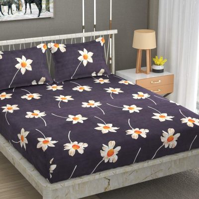 Cotton Feel Glace Cotton Elastic Fitted King Size Bedsheet