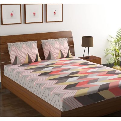 Cotton Feel Glace Cotton 210TC Elastic Fitted King Size Bedsheet
