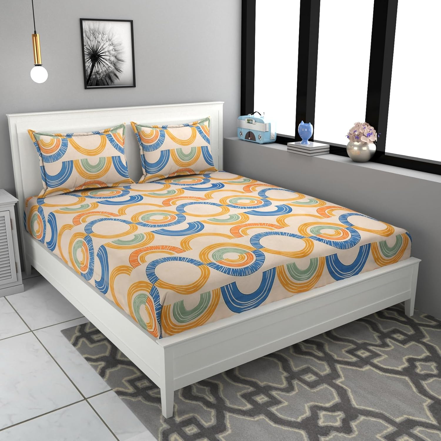 Cotton Feel Glace Cotton Elastic Fitted King Size Bedsheet